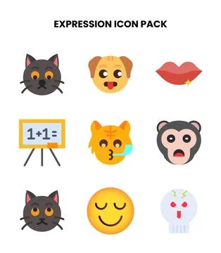 Expression Flat UI Icons Pack Stock Illustration