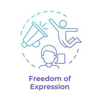 Expression freedom blue gradient concept icon Stock Illustration
