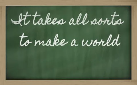 Expression -  it's no use crying over spilt milk - it takes all sorts to make Stock Illustration