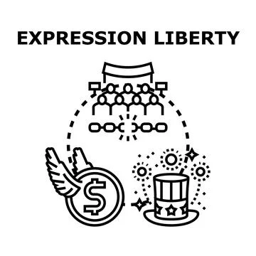 Expression liberty and freedom speech concept vector Illustrazione stock