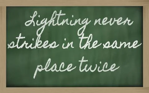 Expression -  lightning never strikes in the same place twice 库存插图