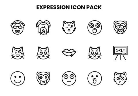 Expression Line Graphics Icons Pack Stock Illustration