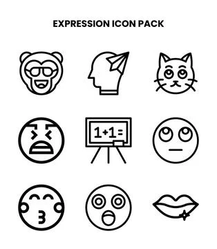 Expression Line Icons Pack Stock Illustration