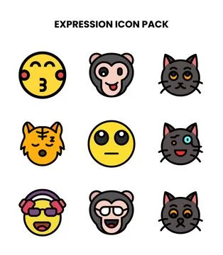 Expression Lineal Color Vector Icons Pack Illustrazione stock