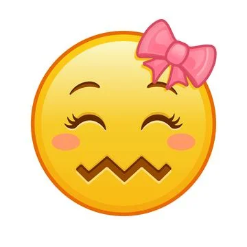 Expression of shame female face Large size of yellow emoji smile Stock-Illustration