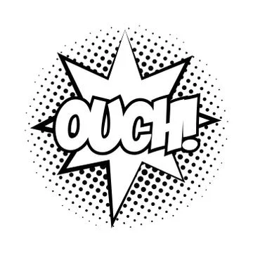 Expression splash with ouch word pop art line style Illustrazione stock