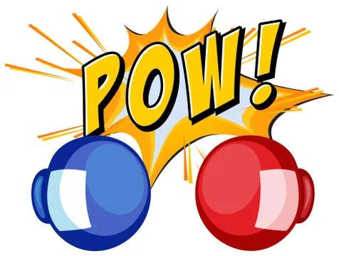 Expression word pow with boxing gloves Stock Illustration