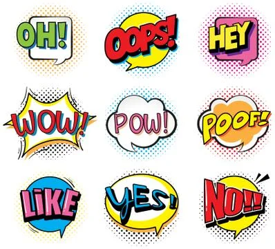 Expression words design for nine words Stock Illustration