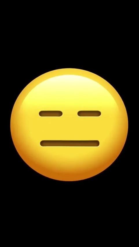 Expressionless face emoji floating on black background Stock Footage 329406138