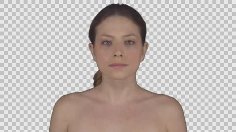 Expressionless natural female (Transparent Background) Stock Footage 64827286