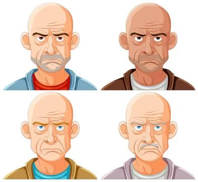 Expressions of a Grumpy Old Man Illustrazione stock