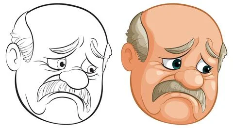 Expressions of Sadness and Concern Stock Illustration