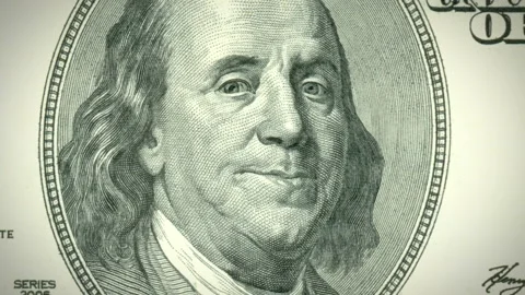 Expressive banknote - Benjamin satisfaction close-up Stock Footage 219829403