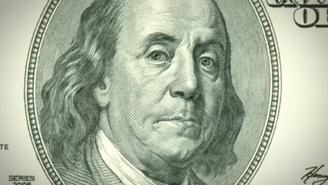 Expressive banknote - Benjamin worry close-up Stock Footage 219829401