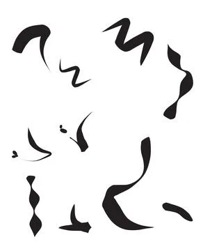 Expressive black ink swashes with thick profiles enhance bold graphic designs 库存插图