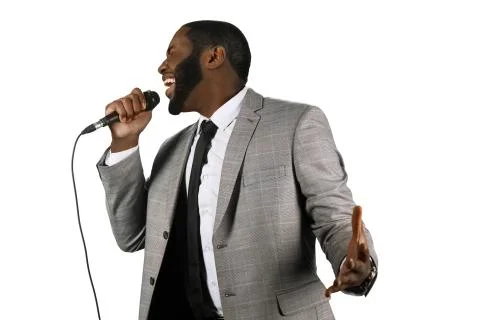 Expressive black singer. Stock Photos