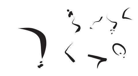 Expressive brush strokes black ink splashes isolated abstract elements イラスト素材