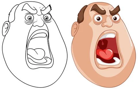 Expressive Cartoon Faces Vector Illustration Stock Illustration