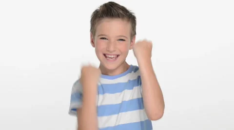 Expressive caucasian boy showing in the camera the thumbs up Stock Footage 41771760