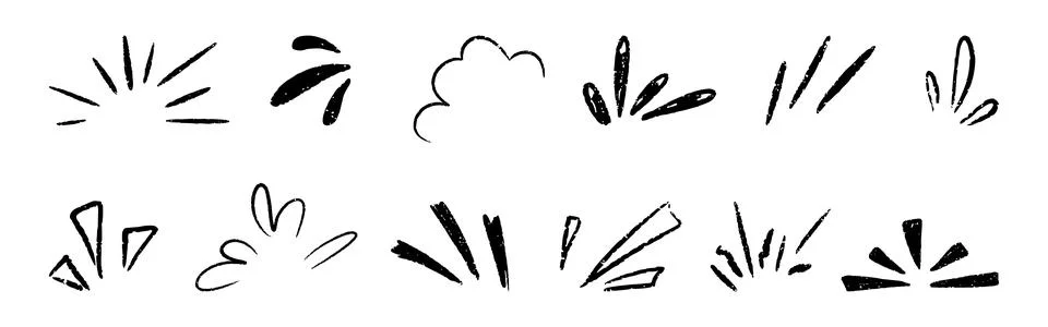 Expressive comic manga effect exclamation doodle. Twinkle line element with Stock Illustration