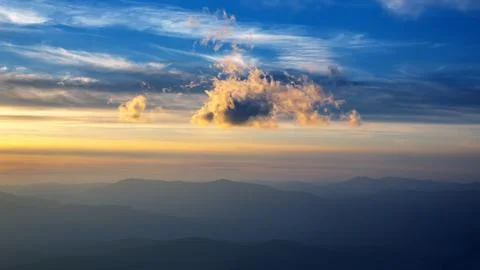The expressive contrast of the clouds in the sky and sun. The nature and be.. Stock Photos