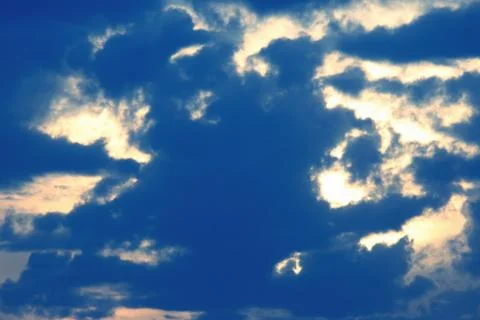 The expressive contrast of the clouds in the sky Stock Photos
