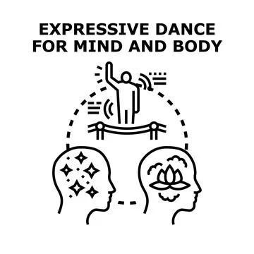 Expressive dance connecting body, mind, and spiritual well being Stock Illustration