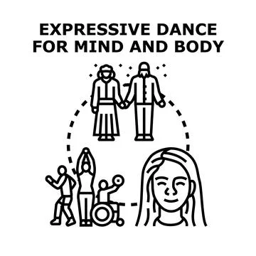 Expressive dance promoting mind and body wellness Stock Illustration