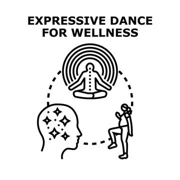 Expressive dance for wellness, mindful body and mental health Stock-Illustration
