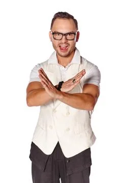 Expressive dude man pointing at camera Stock Photos