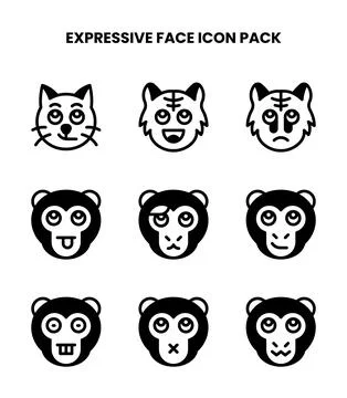 Expressive Face DuoTone UI Icons Pack Stock Illustration