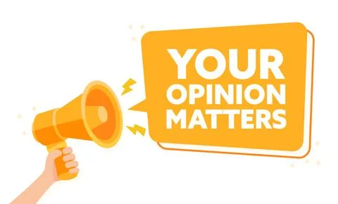 Expressive Feedback Concept with Hand Holding Megaphone Your Opinion Matters Stock-Illustration