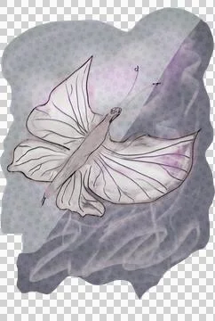 Expressive flying moth on a textured background, hand-drawn, for printing on Stock Illustration