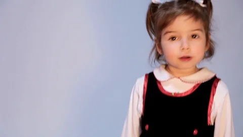 Expressive Girl Grumpy Faces Copy Space Stock Footage 97425740