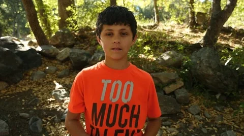 An expressive Hispanic boy posing for camera Stock Footage 62896732