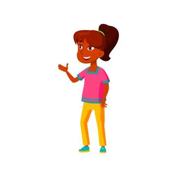 Expressive hispanic girl communicate with classmate cartoon vector Illustrazione stock