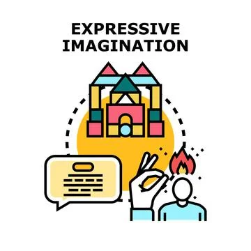 Expressive imagination concept creative ideas developing mind Stock Illustration