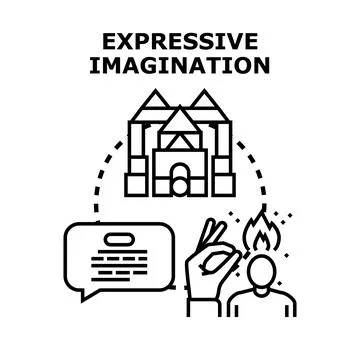 Expressive imagination concept creative ideas developing mind Stock Illustration