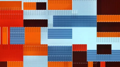 Expressive loop movement of flat shapes. Isometric abstract 3d background. HD Stock Footage 129394717