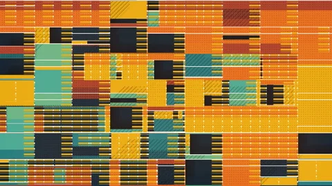 Expressive movement of flat rectangular shapes. 3d rendering loop animation 4K Stock Footage 155293726