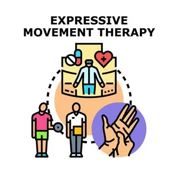 Expressive movement therapy process for mental health improvement Stock Illustration