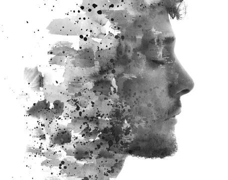 Expressive paintography portrait of a man Stock Photos