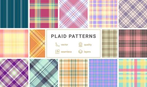 Expressive plaid bundle built for poster design. Strong tartan rhythm increas Stock Illustration