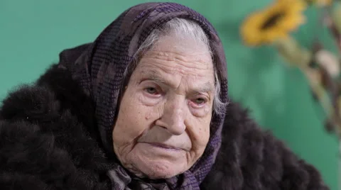 Expressive portrait of an old retired woman Stock-Footage 59107295
