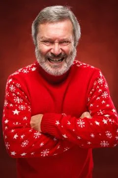 The expressive portrait on red background of a pouter man Stock Photos