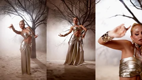 Expressive poses in dance. The accent is on the curves of the body  Video stock 313872827