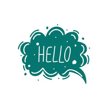 Expressive speech bubble with Hello Stock Illustration