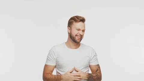 Expressive young man over vibrant background. Studio portrait of handsome person Stock Footage 123712935