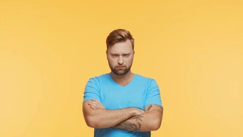 Expressive young man over vibrant background. Portrait of handsome person. Stock Footage 125373000