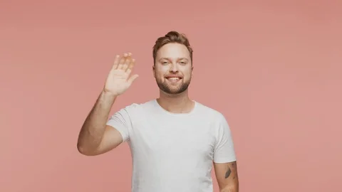 Expressive young man over vibrant background. Studio portrait of handsome person Video stock 126568203